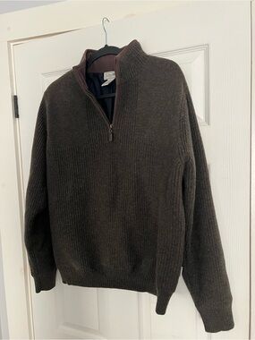 L.L. Bean Men's Dark Brown Zip-Up Knit Sweater